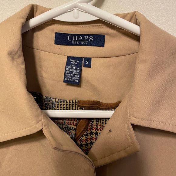 Chaps beige lined trench coat size small - Picture 7 of 7